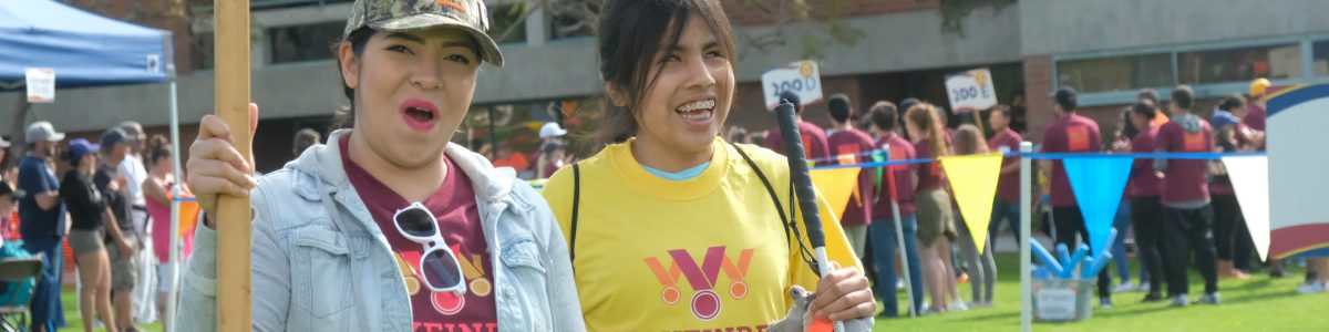 volunteer and athlete at opening ceremonies