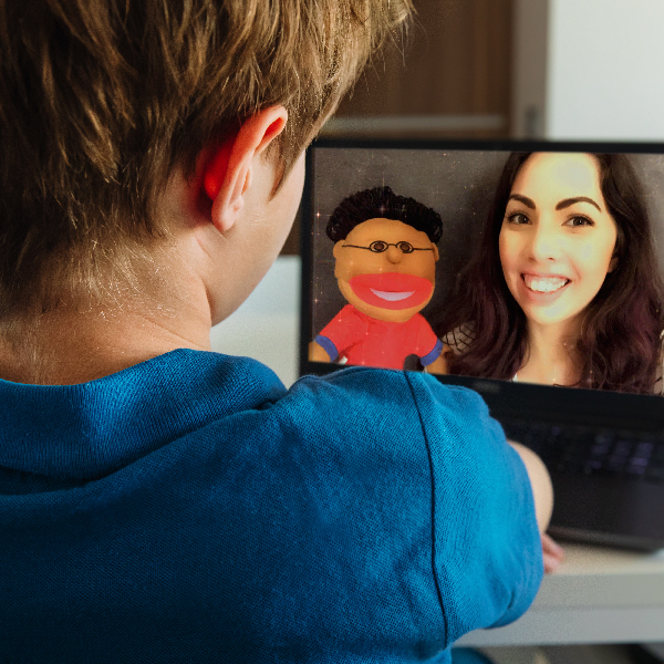 Young student on a zoom learning session